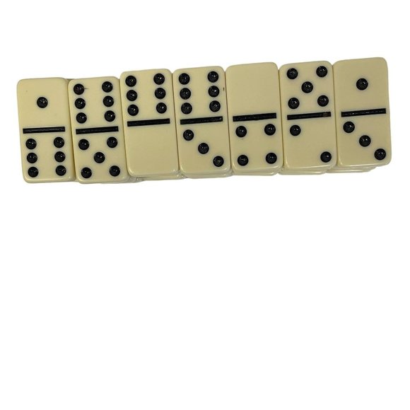 Vintage Pressman Dominos Game Double 6 + Case Set Beige Black 1.8" H x 5.3" W - Picture 3 of 6